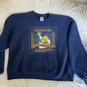 Vintage Snowman Grandma Sweatshirt Navy Blue Snowflake Size XL granny core 90's - Picture 1 of 5