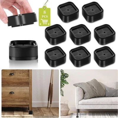 Paquete de 8 elevadores para muebles de 1 o 2 pulgadas, elevadores de cama ajustables de alta resistencia para mesa Foto 1 de 2