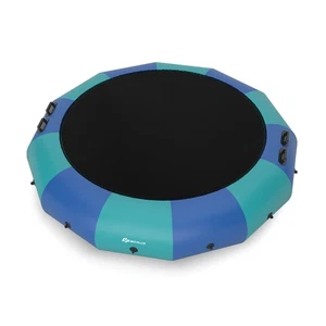Trampolín de agua acolchado para salpicaduras con gorila de agua inflable de 15' azul y verde - Imagen 1 de 9