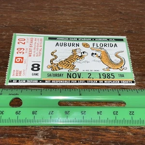 1985 AUBURN VS FLORIDA GATORS - FOOTBALL TICKET STUB - 11/2/1985 - Fair Shape - Picture 1 of 12