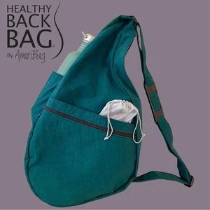 AmeriBag Healthy Back Bag Tote Sling Dark Green Microfiber Multi-Pocket Travel - Picture 1 of 15