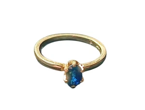 14k Stamped Solid Gold Ring Oval Natural Blue Sapphire .5 ct, Size 7, 2.1g - Picture 1 of 5