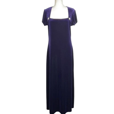 Maxi Vestido de Noche de Terciopelo Púrpura Onyx para Mujer 12 Formal Estrás De Colección Foto 1 de 4