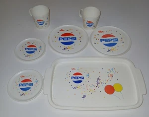 Vintage 1980s Plastic Pepsi Cola Dishes And Cups - Picture 1 of 1
