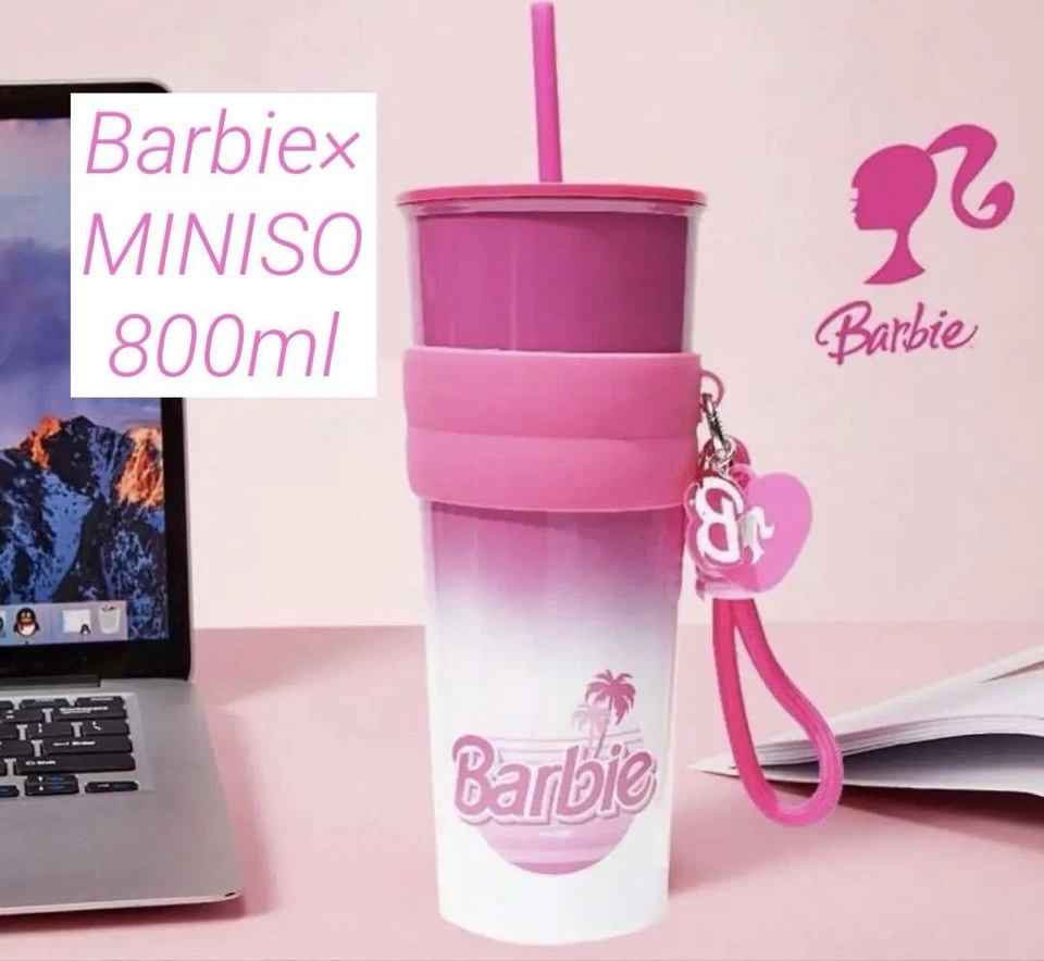 Barbie Vaso Acero Inoxidable 800ml con Pajita Rosa Nuevo Enviado Desde Japón Foto 1 de 3