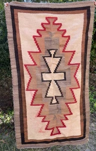 Antique Navajo Native American vintage 62" x 34" Rug blanket textile old - Picture 1 of 24