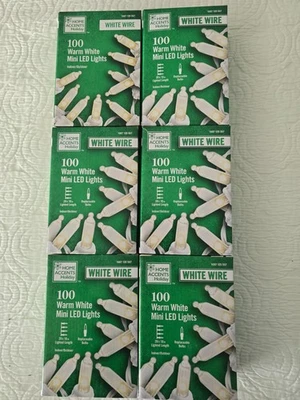 Home Accents Holiday 100 Warm White Mini LED Lights White Wire 6 Boxes - Image 1 of 2