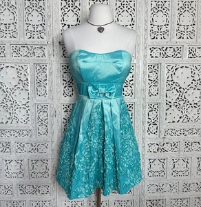 Ruby Rox Teal Green Iridescent Floral Mini Formal Homecoming Cocktail Dress - Picture 1 of 9
