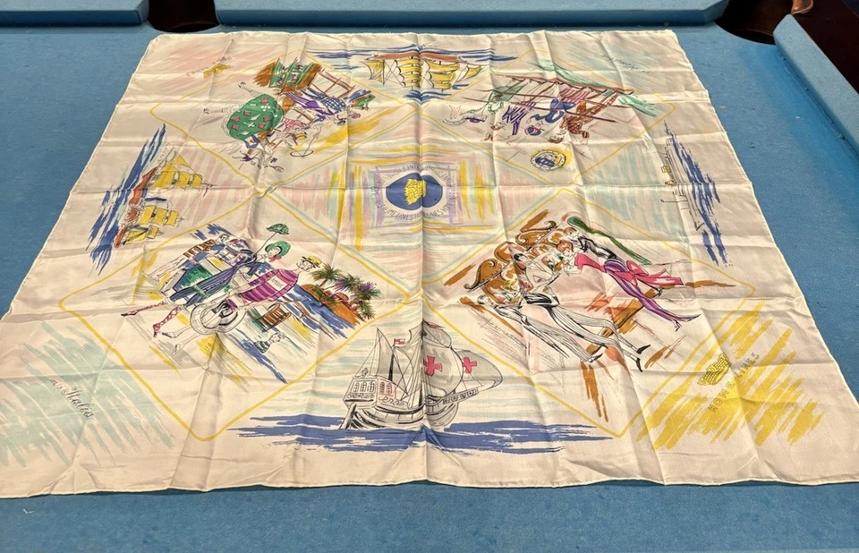 Bufanda de crucero vintage Home Lines de Radice años 50 tema náutico 34x34 Italia Foto 1 de 4