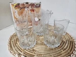 6 Stück Kristallklar Verona Lowball Whiskey 4 Gläser & Eiskübel Zange NEU - Bild 1 von 9