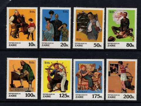 Zaire #1005-12 (1981 Norman Rockwell Paintings  set) VFMNH CV $6.00 Cover