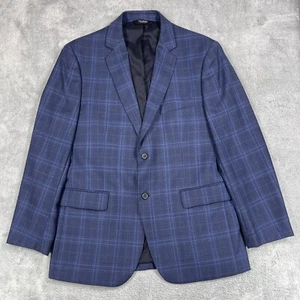 Jos. A. Bank Traveler Blazer Jacket Mens 42R Blue Plaid Wool Formal Tailored Fit - Picture 1 of 15
