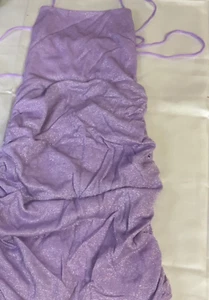 Lucy In The Sky Bodycon Dress Womens Size XS Purple Fully Lined Side Ruched Tie - Picture 1 of 7