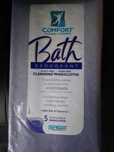 COMFORT PERSONAL CLEANSING BATH DEODORANT DISPOSABLE WASHCLOTHS 5 IN PACKAGE. - Picture 1 of 2