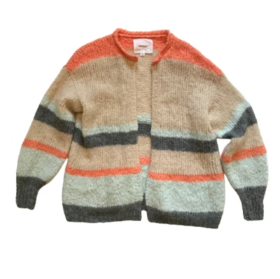 Cárdigan suéter Anthropologie Sita Murt para mujer 38 mediano gris crema tejido a rayas Foto 1 de 4