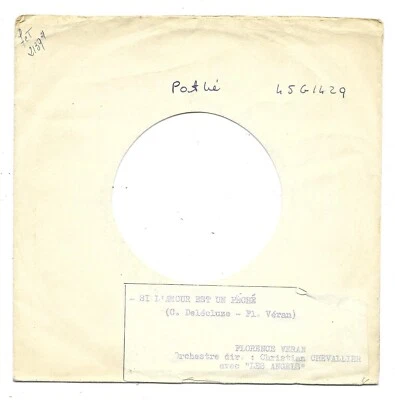 45t  mono face TEST PRESSING FLORENCE VERAN SI L'AMOUR EST UN PECHE  LES ANGELS - Photo 1/2
