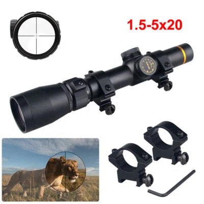 Riflescope 1.5-5 X 20mm MilDot Rifle Scope Duplex Reticle Scope With Tube Rings - Image 1 of 4