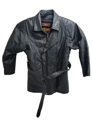 Vtg Global Identity GIII G3 Mens Medium Black Leather Jacket Lined Zip - Image 1 of 4