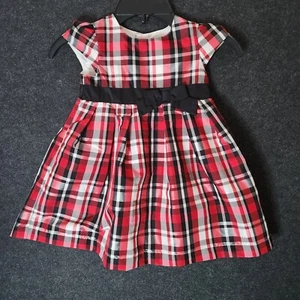 Carter's Toddler Multicolor Plaid Short Sleeve Lined Christmas Holiday Dress 18M - Picture 1 of 3