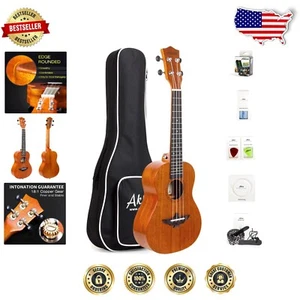 Solid Mahogany 23 Inch Left-Handed Ukulele – Beginner’s Kit with Gig Bag & More - Picture 1 of 10