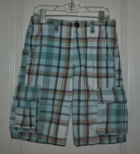 Cherokee Boys Multi Color Plaid Cargo Shorts Adjustable Waist Size 8 - Picture 1 of 11