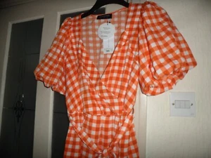 little mistress orange check dress 12 NWT - Picture 1 of 6
