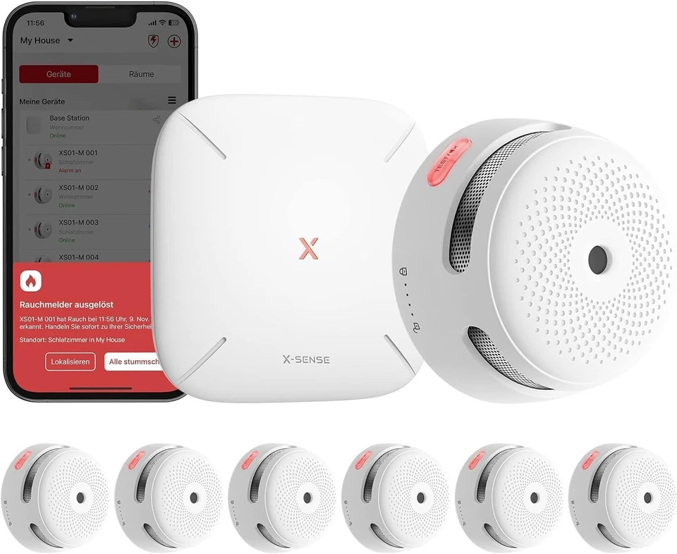 X-SENSE FFS61 Vernetzter intelligenter Rauchmelder-Kit - Weiß
