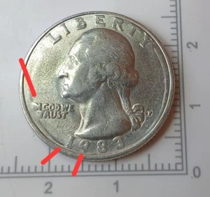 1983 P. MINT ERROR WASHINGTON QUARTER - "N" God We Trust - Picture 1 of 3