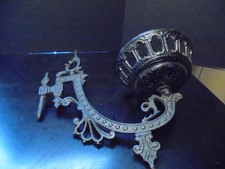 Vintage Black Cast Iron Wall Mount Oil Lamp Holder Very Ornate