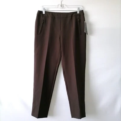 NWT Bond 18 By Zac & Rachel Womens Brown Mid Rise Slim Ankle Pants Size 8P - Image 1 of 4