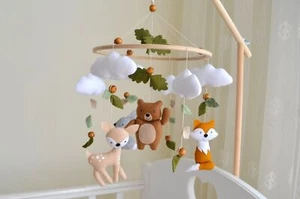 Forest baby mobile, forest mobile, bear fox mobile girl, mobile... - Picture 1 of 7