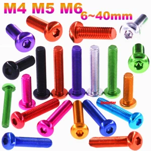 M4 M5 M6 Colourful Pan Head Hex Socket Button Screws Aluminum Alloy Allen Bolts - Picture 1 of 21