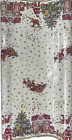 Christmas Tablecloths Cream Flying Reindeers Santa Trees Pvc Vinyl Wipe Clean
