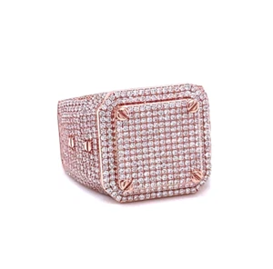 Luxury Men’s Ring 10K Rose Gold | EF VS Diamonds | Bling Bling Rapper Style - Picture 1 of 11