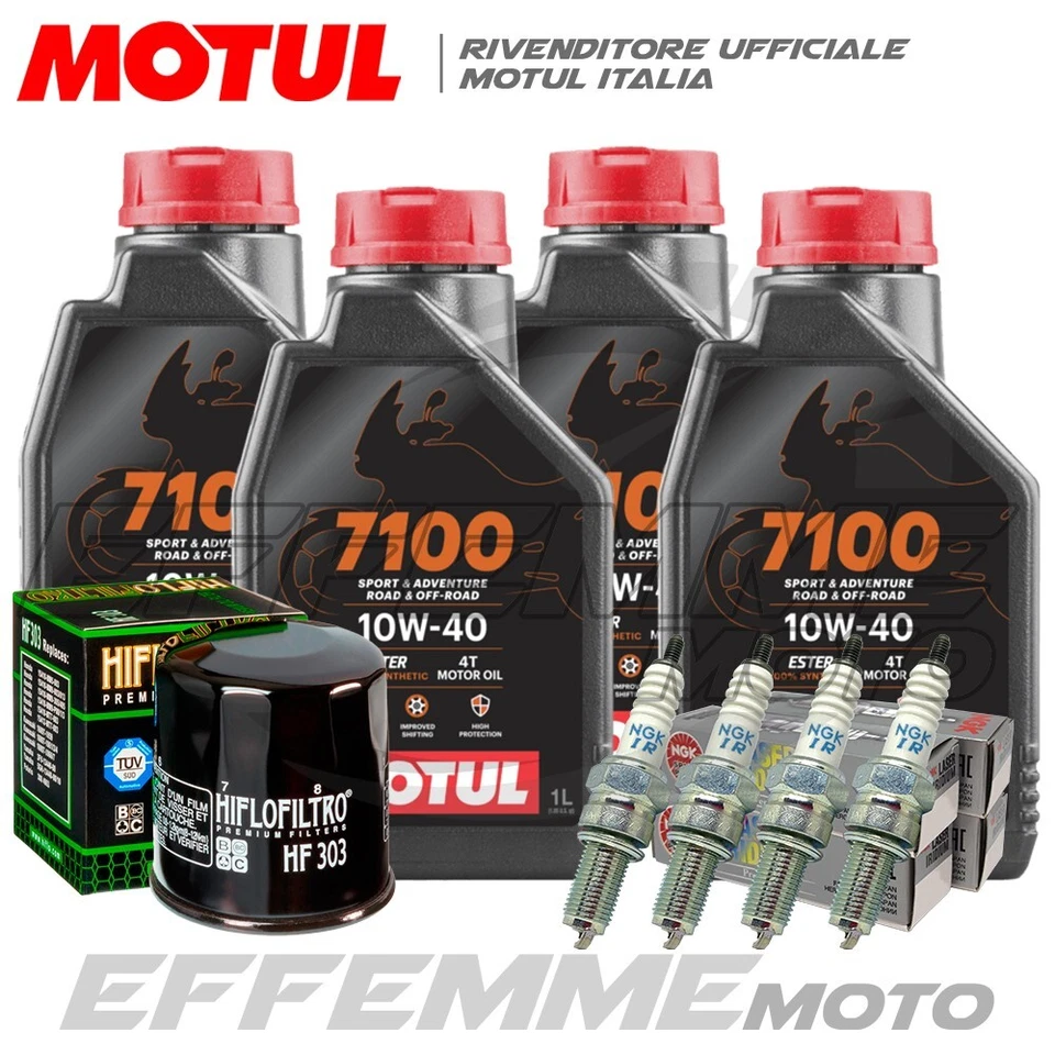 MOTUL + HIFLO + NGK Tagliando KAWASAKI Versys 1000 2015 2016 2017 2018 (7100 10W40, Filtro, Candele)