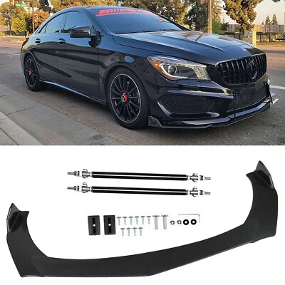 Carbon Fiber Front Bumper Lip For Mercedes-Benz C43 Splitter Spoiler+Strut Rods Foto 1 de 4