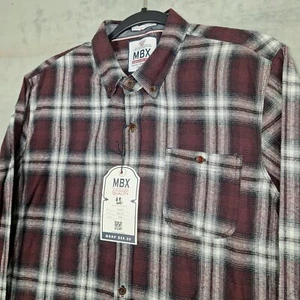 Camisa de franela MBX para hombre calce medio ajustado nueva con etiquetas a cuadros gamuza algodón productos secos - Imagen 1 de 10