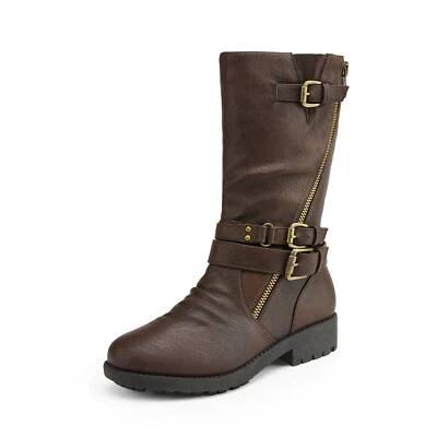 Botas de inverno meninas crianças altura do joelho fivela zíper bota de equitação bota média - Imagem 1 de 4
