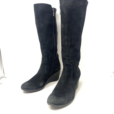 Blondo Boots Womens Sz 10 M Tall Riding Black Suede Leather Wedge Zipper - Image 1 of 4