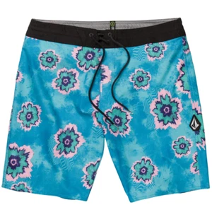 Pantalones Cortos de Tablero Talla 32 Volcom Medal Petal Stoney 19" - Azul/Rosa Floral - Imagen 1 de 1