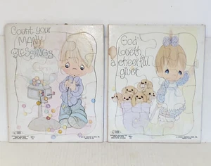 Vintage 1979 Precious Moments Children's Religious Frame Tray Puzzles Set of 2 - Picture 1 of 13