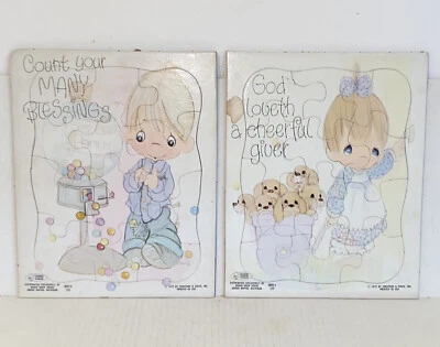 Vintage 1979 Precious Moments Children's Religious Frame Tray Puzzles Set of 2 - Image 1 of 4