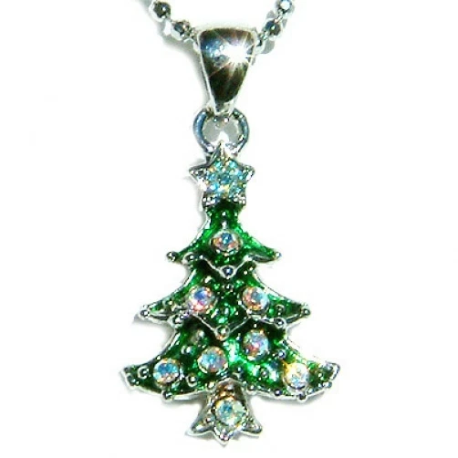~ÁRBOL DE NAVIDAD VERDE~ hecho con collar de cadena con dije de cristal de Swarovski REGALO de vacaciones  Foto 1 de 1