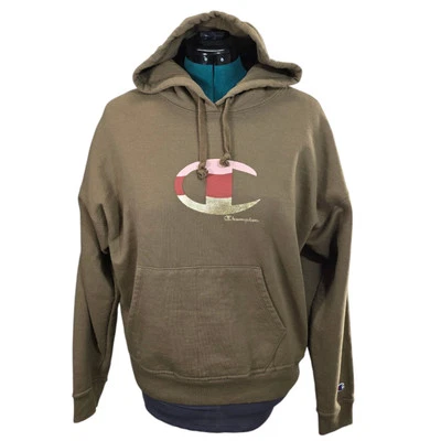 Sudadera con capucha Champion Graphic logotipo grande C oro rosa para mujer talla grande Foto 1 de 4