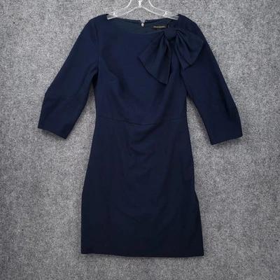 Banana Republic Dress Women 2 Blue 3/4 Sleeve Mini Sheath Zip Back Stretch Lined - Image 1 of 4