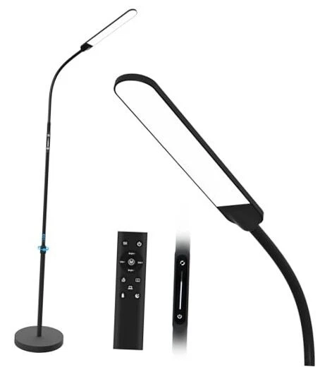 NXONE LED Floor Lamp Modern Reading Adjustable Standing Height 4 Colors Black
