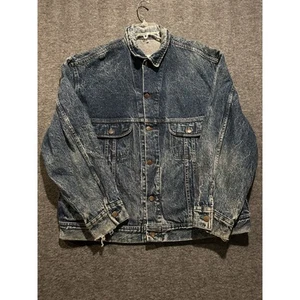 Vintage Lee Easy Rider Black Denim Jacket Mens Distress Green Stitch XL USA EUC - Picture 1 of 8