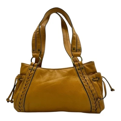 Bolso Cartera Hobo de Cuero Vintage Años 90 00 Bolso de Hombro Borlas Mediano AMARILLO Foto 1 de 4