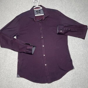 Hugo Boss Ridley 33 Dress Shirt Mens XL Slim Fit Purple Crimson Textured  - Picture 1 of 8