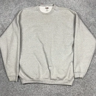 Fruit Of The Loom Super Cotton Crewneck Sweater Adult 2XL Gray Long Sleeve - Image 1 of 4